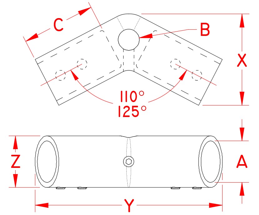 Stainless Steel Bow Former, Railing and Bimini, S3663-0000, S3663-0001, Line Drawing